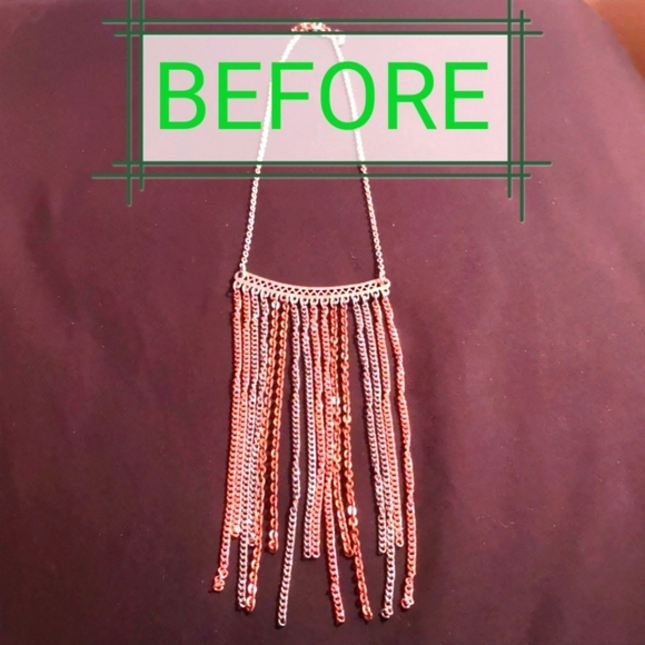 Handmade chain and bead embellished bib necklace - Picture 8 of 8